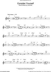 Cover icon of Consider Yourself sheet music for saxophone solo by Lionel Bart, intermediate skill level