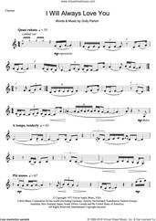 Cover icon of I Will Always Love You sheet music for clarinet solo by Whitney Houston and Dolly Parton, wedding score, intermediate skill level