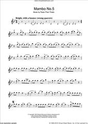 Cover icon of Mambo No. 5 sheet music for violin solo by Perez Prado, intermediate skill level
