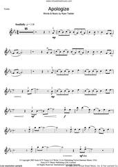 Cover icon of Apologize sheet music for violin solo by OneRepublic and Ryan Tedder, intermediate skill level
