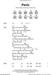 Cover icon of Panic sheet music for guitar (chords) by The Smiths, Johnny Marr and Steven Morrissey, intermediate skill level