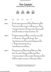 Cover icon of The Captain sheet music for guitar (chords) by Leonard Cohen, intermediate skill level