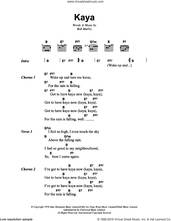 Cover icon of Kaya sheet music for guitar (chords) by Bob Marley, intermediate skill level