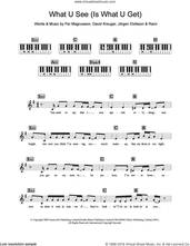 Cover icon of What U See (Is What U Get) sheet music for piano solo (chords, lyrics, melody) by Britney Spears, David Kreuger, Jorgen Elofsson, Per Magnusson and Rami, intermediate piano (chords, lyrics, melody)