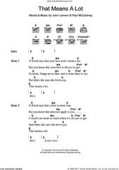Cover icon of That Means A Lot sheet music for guitar (chords) by The Beatles, John Lennon and Paul McCartney, intermediate skill level