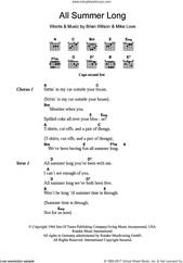 Cover icon of All Summer Long sheet music for guitar (chords) by The Beach Boys, Brian Wilson and Mike Love, intermediate skill level