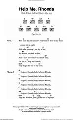 Cover icon of Help Me, Rhonda sheet music for guitar (chords) by The Beach Boys, Brian Wilson and Mike Love, intermediate skill level