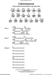 Cover icon of Cabinessence sheet music for guitar (chords) by The Beach Boys, Brian Wilson and Van Dyke Parks, intermediate skill level