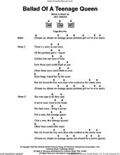 Cover icon of Ballad Of A Teenage Queen sheet music for guitar (chords) by Johnny Cash and Jack Clement, intermediate skill level