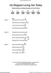 Cover icon of He Stopped Loving Her Today sheet music for guitar (chords) by George Jones, Bobby Braddock and Curly Putman, intermediate skill level