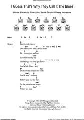 Cover icon of I Guess That's Why They Call It The Blues sheet music for guitar (chords) by Elton John, Bernie Taupin and Davey Johnstone, intermediate skill level