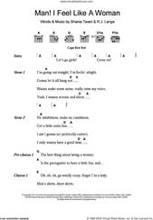 Cover icon of Man! I Feel Like A Woman! sheet music for guitar (chords) by Shania Twain and Robert John Lange, intermediate skill level