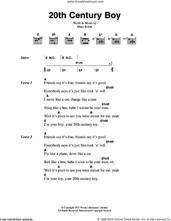 Cover icon of 20th Century Boy sheet music for guitar (chords) by T Rex and Marc Bolan, intermediate skill level
