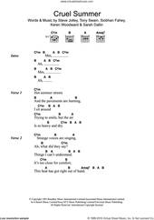 Cover icon of Cruel Summer sheet music for guitar (chords) by Bananarama, Ace Of Base, Keren Woodward, Sarah Dallin, Siobhan Fahey, Steve Jolley and Tony Swain, intermediate skill level