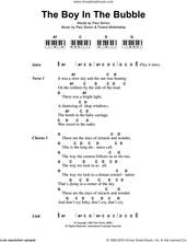 Cover icon of The Boy In The Bubble sheet music for piano solo (chords, lyrics, melody) by Paul Simon and Forere Motloheloa, intermediate piano (chords, lyrics, melody)