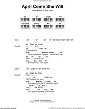 Cover icon of April Come She Will sheet music for piano solo (chords, lyrics, melody) by Simon & Garfunkel and Paul Simon, intermediate piano (chords, lyrics, melody)