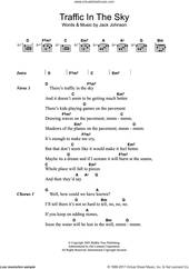 Cover icon of Traffic In The Sky sheet music for guitar (chords) by Jack Johnson, intermediate skill level