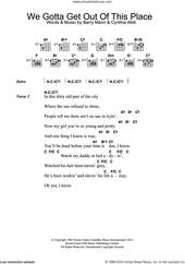 Cover icon of We Gotta Get Out Of This Place sheet music for guitar (chords) by The Animals, Barry Mann and Cynthia Weil, intermediate skill level