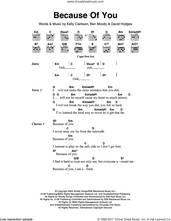 Cover icon of Because Of You sheet music for guitar (chords) by Kelly Clarkson, Ben Moody and David Hodges, intermediate skill level