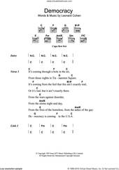 Cover icon of Democracy sheet music for guitar (chords) by Leonard Cohen, intermediate skill level