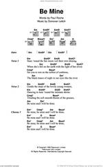 Cover icon of Be Mine sheet music for guitar (chords) by Walter Donovan, Donovan Leitch and Paul Roche, intermediate skill level