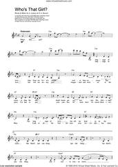 Cover icon of Who's That Girl? sheet music for voice and other instruments (fake book) by Eurythmics, intermediate skill level
