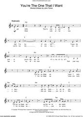 Cover icon of You're The One That I Want (from Grease) sheet music for voice and other instruments (fake book) by John Farrar, John Travolta and Olivia Newton-John, intermediate skill level