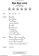 Cover icon of Bye Bye Love sheet music for guitar (chords) by The Everly Brothers, Boudleaux Bryant and Felice Bryant, intermediate skill level