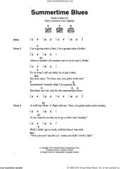 Cover icon of Summertime Blues sheet music for guitar (chords) by Eddie Cochran and Jerry Capehart, intermediate skill level