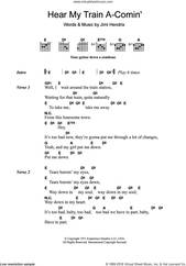 Cover icon of Hear My Train A-Comin' sheet music for guitar (chords) by Jimi Hendrix, intermediate skill level