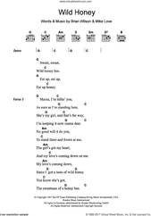 Cover icon of Wild Honey sheet music for guitar (chords) by The Beach Boys, Brian Wilson and Mike Love, intermediate skill level