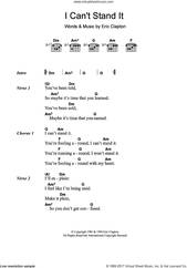 Cover icon of I Can't Stand It sheet music for guitar (chords) by Eric Clapton, intermediate skill level