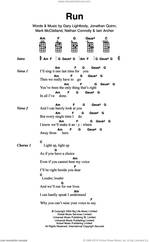 Cover icon of Run sheet music for voice, piano or guitar by Snow Patrol, Leona Lewis, Gary Lightbody, Iain Archer, Jonathan Quinn, Mark McClelland and Nathan Connolly, intermediate skill level