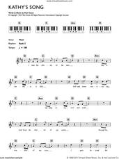 Cover icon of Kathy's Song sheet music for piano solo (chords, lyrics, melody) by Simon & Garfunkel and Paul Simon, intermediate piano (chords, lyrics, melody)