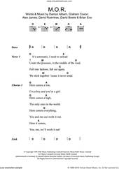 Cover icon of M.O.R. sheet music for guitar (chords) by Blur, Alex James, Brian Eno, Damon Albarn, David Bowie, David Rowntree and Graham Coxon, intermediate skill level