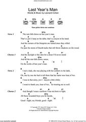 Cover icon of Last Year's Man sheet music for guitar (chords) by Leonard Cohen, intermediate skill level