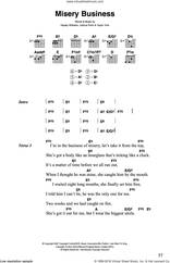 Cover icon of Misery Business sheet music for guitar (chords) by Paramore, Hayley Williams, Josh Farro and Taylor York, intermediate skill level