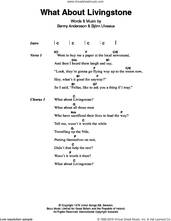 Cover icon of What About Livingstone sheet music for guitar (chords) by ABBA, Benny Andersson and Bjorn Ulvaeus, intermediate skill level