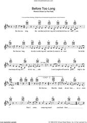 Cover icon of Before Too Long sheet music for voice and other instruments (fake book) by Paul Kelly, intermediate skill level