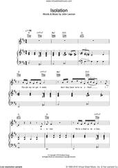 Cover icon of Isolation sheet music for voice, piano or guitar by John Lennon, intermediate skill level