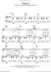 Cover icon of This Is It sheet music for voice, piano or guitar by Michael Jackson and Paul Anka, intermediate skill level