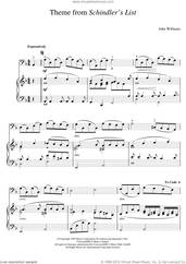 Cover icon of Theme From Schindler's List sheet music for cello and piano by John Williams, intermediate skill level