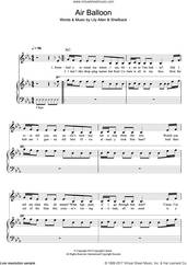 Cover icon of Air Balloon sheet music for voice, piano or guitar by Lily Allen and Shellback, intermediate skill level