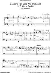 Cover icon of Concerto For Cello And Orchestra In E Minor, Op.85 sheet music for piano solo by Edward Elgar, classical score, intermediate skill level