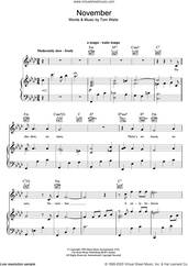 Cover icon of November sheet music for voice, piano or guitar by Tom Waits, intermediate skill level