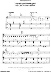 Cover icon of Never Gonna Happen sheet music for voice, piano or guitar by Lily Allen and Greg Kurstin, intermediate skill level