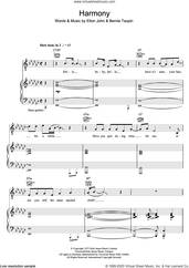 Cover icon of Harmony sheet music for voice, piano or guitar by Elton John and Bernie Taupin, intermediate skill level