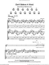 Cover icon of Don't Believe A Word sheet music for guitar (tablature) by Thin Lizzy and Phil Lynott, intermediate skill level