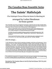 Cover icon of The Saints' Hallelujah (COMPLETE) sheet music for brass quintet by Luther Henderson, classical score, intermediate skill level