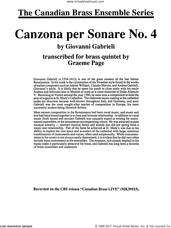 Cover icon of Canzona Per Sonare No. 4 (COMPLETE) sheet music for brass quintet by G. Gabrieli and Graeme Page, classical score, intermediate skill level